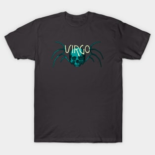 Blue Virgo Skull and Virgin Wing Bones - Zodiac Astrology T-Shirt